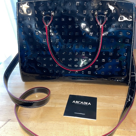 Arcadia - Clizia large top handles Patent Leather Purse - Picture 2 of 8